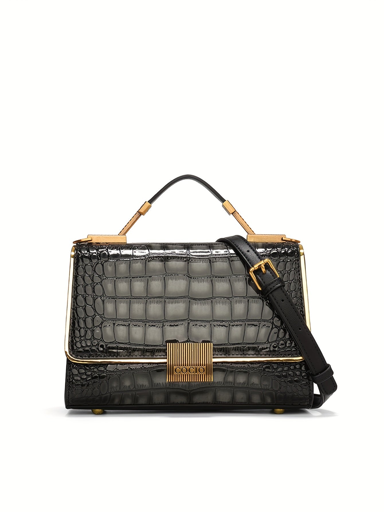 New Classic Luxury Style Satchel Bag, Trendy Women's Flap Handbag With Crocodile Pattern