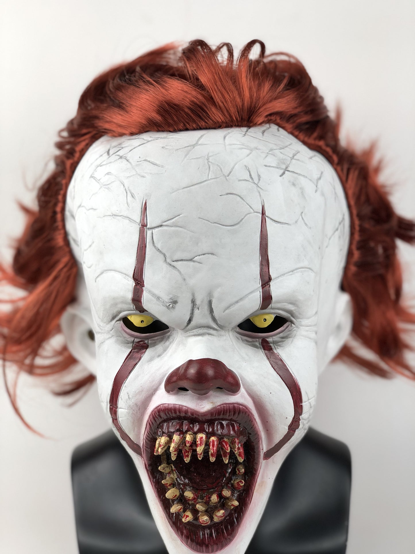 1pc Men's Horror Scary Clown Mask, Latex Cosplay Scary Red Hair Clown Killers Headgear, Halloween Carnival Costume Prop.