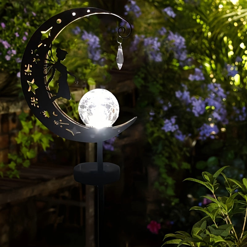 1 pc Solar Powered Outdoor Waterproof Moon Fairy Garden Lamp, Solar Powered Lawn Lamp For Small Path Landscape Courtyard Decoration Outdoor LED Pathway Lights Waterproof for Walkway, Yard, Lawn, Patio or Courtyard