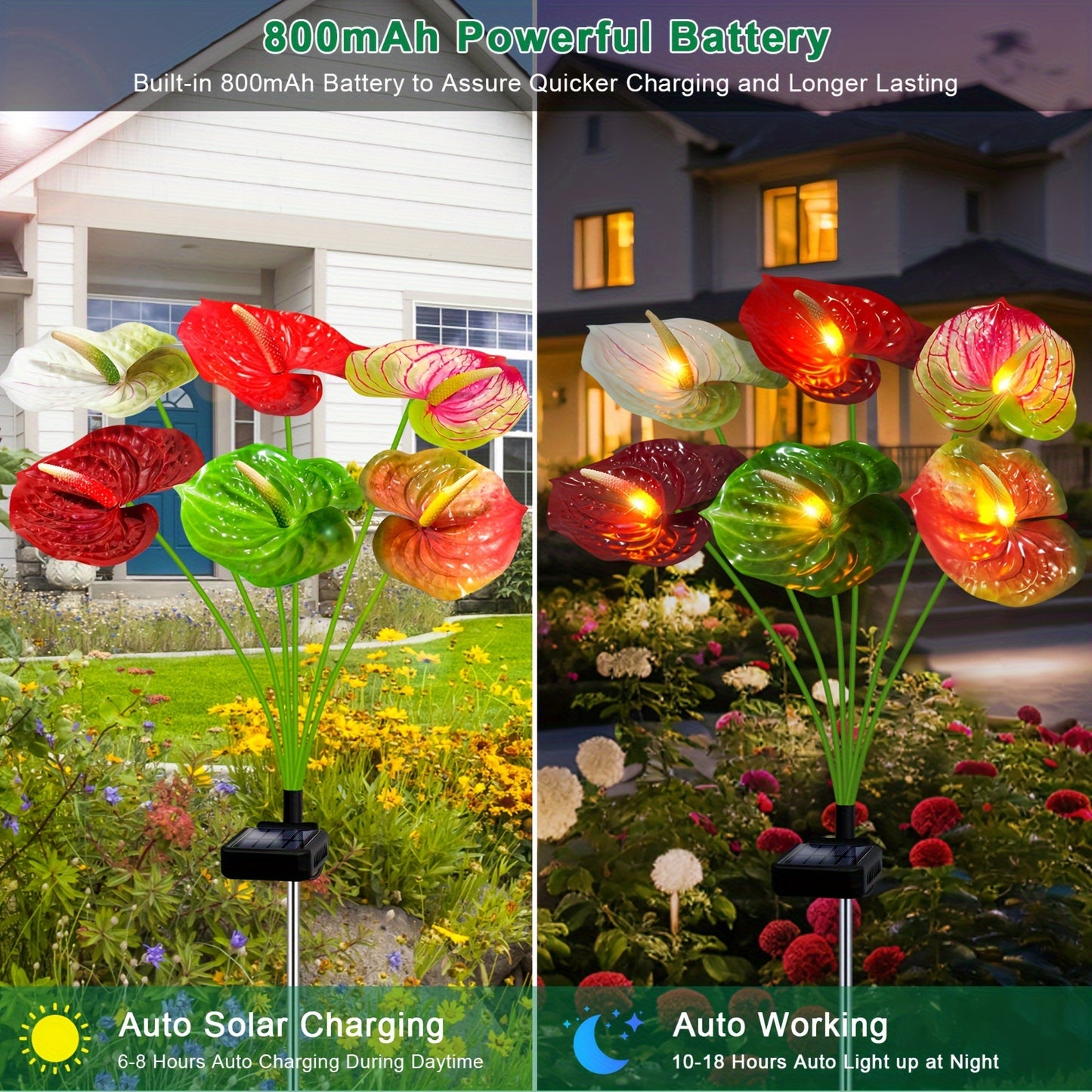 4 Pack Solar Garden Lights - New Iron Art Outdoor Decorative Stake Lighting for Garden, Lawn, Patio & Balcony, Thoughtful Gift for Garden Lover