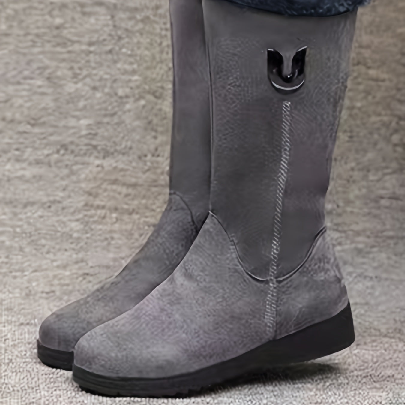 Cozy Fleece-Lined Women's Snow Boots - Winter Mid-Calf, Non-Slip Rubber Sole with Side Zipper Closure