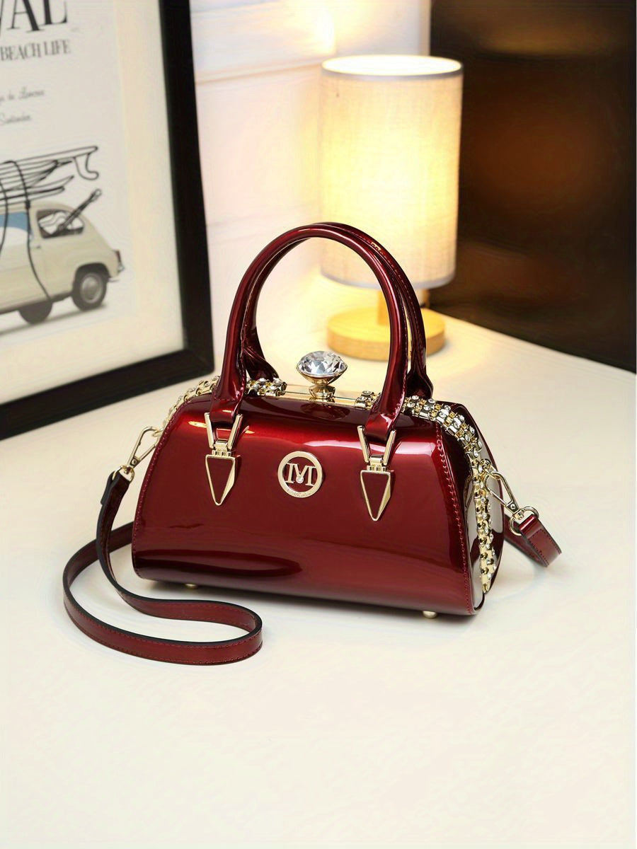 Elegant Rhinestone Decor Handbag, Classic Niche Design Shoulder Bag, Women's Trendy Top Handles Bag