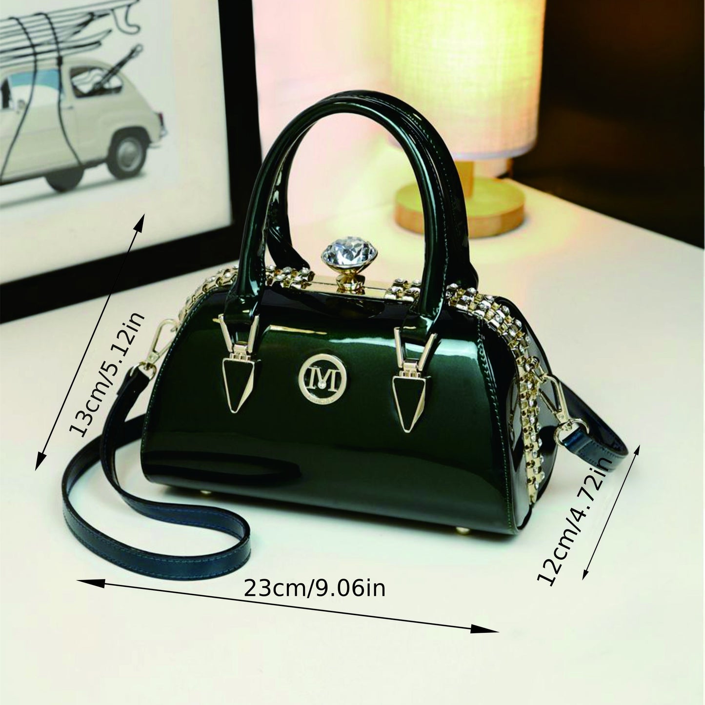 Elegant Rhinestone Decor Handbag, Classic Niche Design Shoulder Bag, Women's Trendy Top Handles Bag